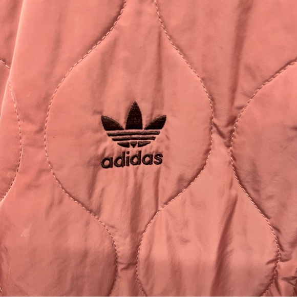 Adidas Mauve Quilted Bomber Jacket With Snap Buttons Size Medium - Picture 3 of 7